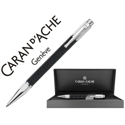 CARAN D' ACHE Boligrafo Caran D'ache Varius Ivanhoe Cota de Malla Acero Negro Placado Rodio con Estuche Punta Media