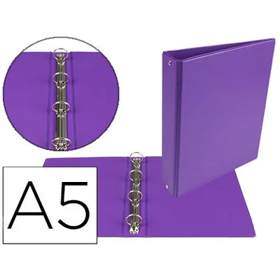 DAS Carpeta de 4 Anillas 25 MM Redondas Liderpapel A5 Carton Forrado Pvc Violeta