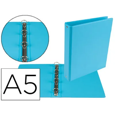 DAS Carpeta de 4 Anillas 25 MM Redondas Liderpapel A5 Carton Forrado Pvc Azul Celeste