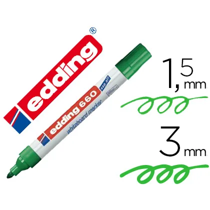 Rotulador Edding para Pizarra Blanca 660 Color Verde Punta Redonda 1,5-3 MM