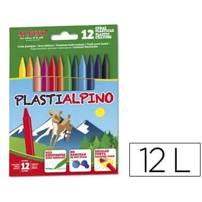 ALPINO Lapices Cera Alpino Plasti Caja de 12 Unidades Colores Surtidos