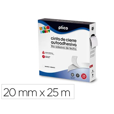 PLICO Cinta de Cierre Adhesiva Plico Velcro Blanco 20MM X 25M