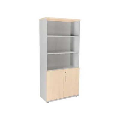 ROCADA Armario Rocada con Cuatro Estante y Dos Puertas Inferiores Serie Store 195X90X45 CM Acabado Gris/haya