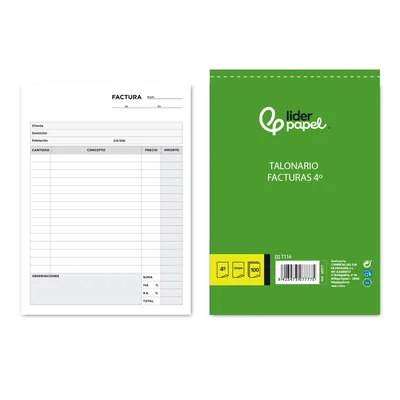 LIDERPAPEL Talonario Liderpapel Facturas Cuarto -con Iva- 116