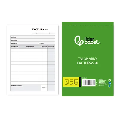 LIDERPAPEL Talonario Liderpapel Facturas Octavo -sin Iva- 101