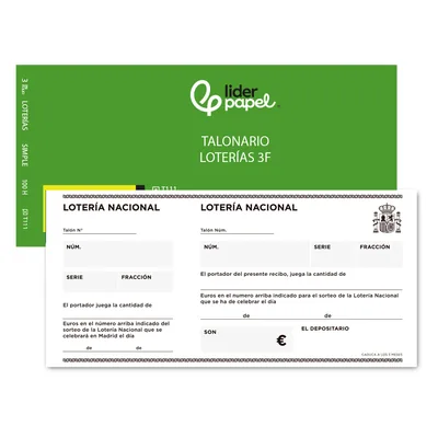 LIDERPAPEL Talonario Liderpapel Loteria Tres en Folio 111
