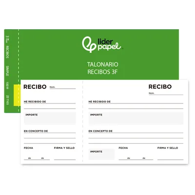 LIDERPAPEL Talonario Liderpapel Recibos Tres en Folio Apaisado