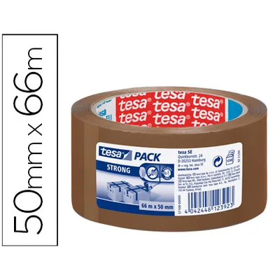 TESA Cinta Adhesiva Tesa Marron Strong 66 M X 50 MM para Embalaje Bajo Ruido