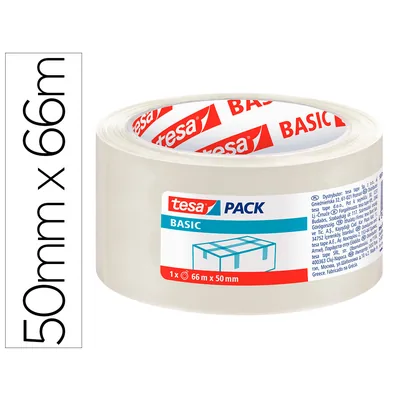 TESA Cinta Adhesiva Tesa Transparente Basic 66 M X 50 MM para Embalaje