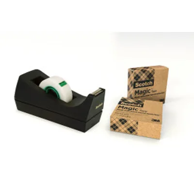 SCOTCH Portarrollo Sobremesa Scotch C38 Color Negro Incluye 3 Cintas Scotch Magic 33 M X 19 MM