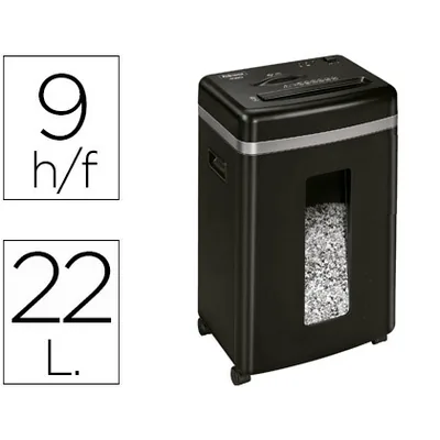 FELLOWES Destructora de Documentos Fellowes 450M Capacidad de Corte 9 Hojas Destruye Grapas Clips Tarjetas y CD 22 Litros