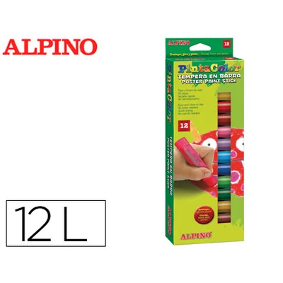 ALPINO Tempera en Barra Alpino Pintacolor Caja de 12 Colores Surtidos