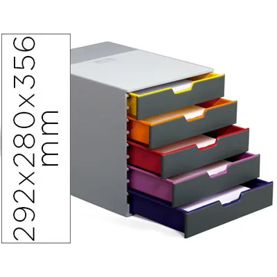 DURABLE Fichero Cajones de Sobremesa Durable Varicolor Apilables 5 Cajones Plastico 292X280X356 MM