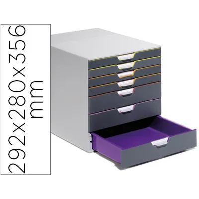 DURABLE Fichero Cajones de Sobremesa Durable Varicolor Apilables 7 Cajones Plastico 292X280X356 MM