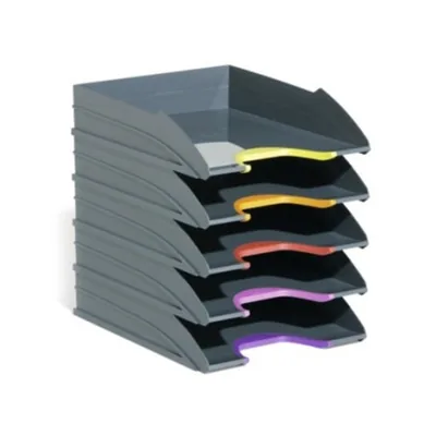DURABLE Bandeja Sobremesa Varicolor Tray Set Durable Plastico Reciclado Blue Angel Gris 255X55X330 MM Pack 5 Unidades