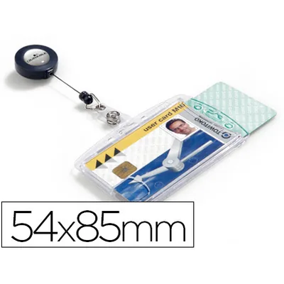 DURABLE Identificador con Cordon Extensible Durable para 2 Tarjetas Vertical/horizontal 54X85 MM