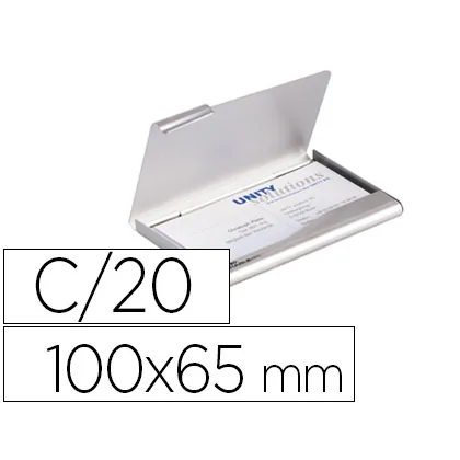 Tarjetero Durable Aluminio Capacidad 20 Tarjetas de Visitas 55X90 MM Color Plata 100X65 MM