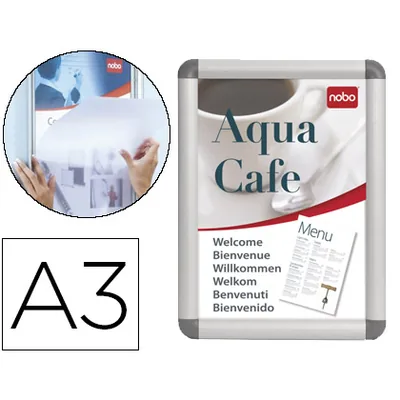 NOBO Marco Porta Anuncios Nobo Clipdown DIN A3 Marco de Aluminio con Cantoneras 33,5X45,8X1,7 CM