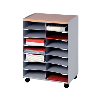 PAPERFLOW Modulo Paperflow con 14 Casillas y Ruedas Pivotantes Color Gris 720X514X330 MM