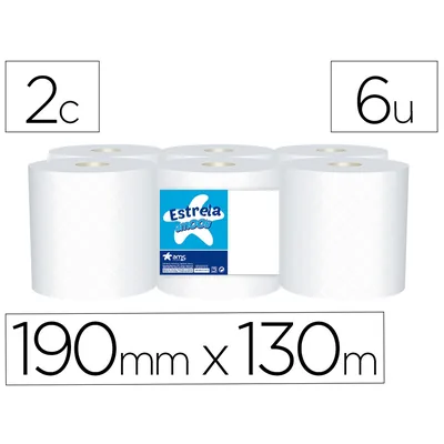 AMOOS Papel Secamanos Amoos 2 Capas 192 MM X 130 M Paquete de 6 Rollos