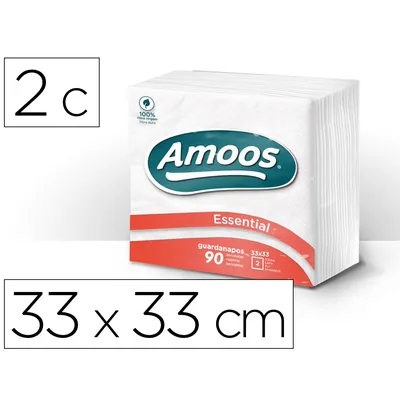 AMOOS Servilleta Celulosa Amoos 33X33 CM 2 Capas Paquete de 90 Unidades