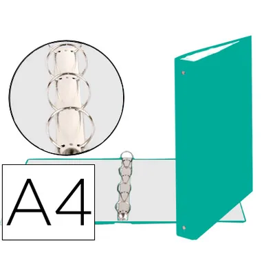 EXACOMPTA Carpeta de 4 Anillas 30MM Redondas Exacompta DIN A4 Carton Forrado Verde Oscuro