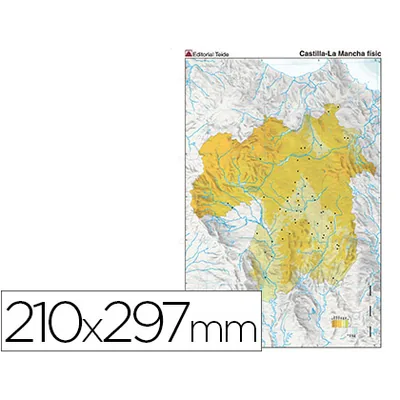 TEIDE Mapa Mudo Color DIN A4 Castilla-la Mancha Fisico