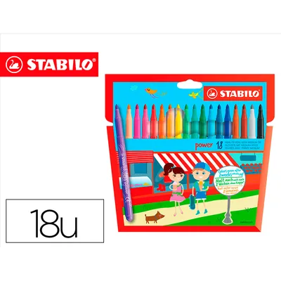STABILO Rotulador Escolar Stabilo Powe R Caja de 18 Unidades Colores Surtidos