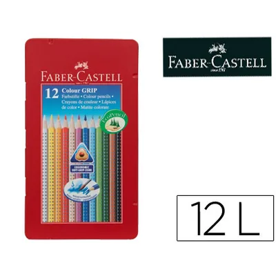 FABER CASTELL Lapices de Colores Faber Castell Acuarelable Colour Grip Triangular Caja Metalica de 12 Colores Surtidos