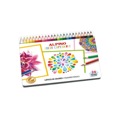 ALPINO Lapices de Colores Alpino Color Experience Caja Metalica de 24 Unidades Colores Surtidos