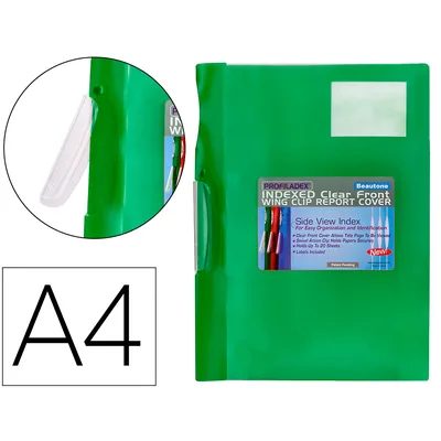 BEAUTONE Carpeta Beautone Dossier Pinza Lateral 48383 Polipropildin A4 Verde Pinza Giratoria -pack de 10 Retractilado
