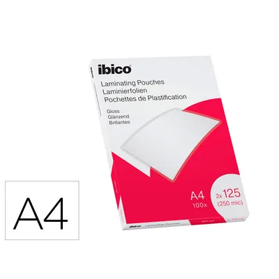 IBICO Bolsa de Plastificar Ibico DIN A4 125 Mc Caja de 100 Unidades