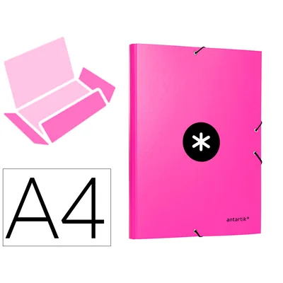 ANTARTIK Carpeta Antartik Gomas Tres Solapas Carton Forrado A4 Color Rosa