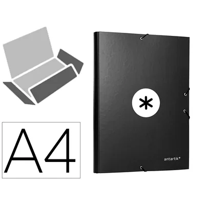 ANTARTIK Carpeta Antartik Gomas Tres Solapas Carton Forrado Color Negro