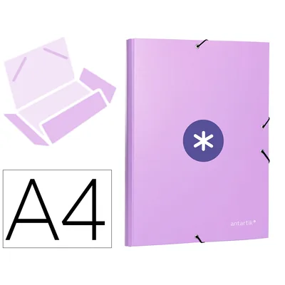 ANTARTIK Carpeta Antartik Gomas Tres Solapas Carton Forrado A4 Color Lavanda