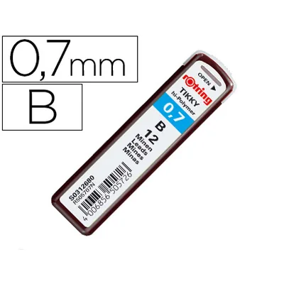 ROTRING Minas Rotring Grafito 0,7 MM B Estuche de 12 Minas