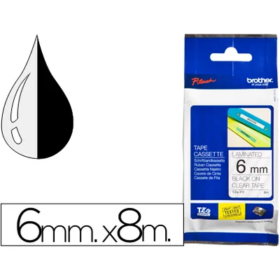 BROTHER Cinta Brother TZE111 Transparente-negro 6MM Longitud 8 M