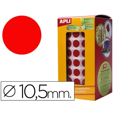 APLI Gomets Autoadhesivos Circulares 10,5 MM Rojo Rollo de 5192 Unidades