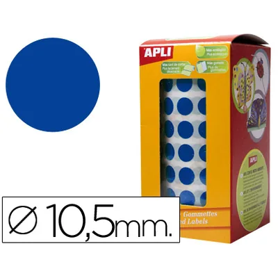 APLI Gomets Autoadhesivos Circulares 10,5MM Azul Rollo de 5192 Unidades