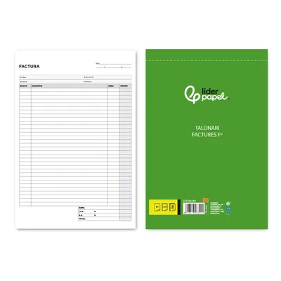 LIDERPAPEL Talonario Liderpapel Facturas Folio Original y Copia T223 con I.v.a. Texto en Catalan