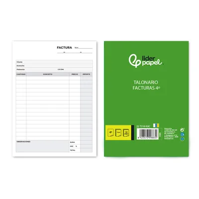 LIDERPAPEL Talonario Liderpapel Facturas Cuarto Original y 2 Copias T316 con I.g.i.c.