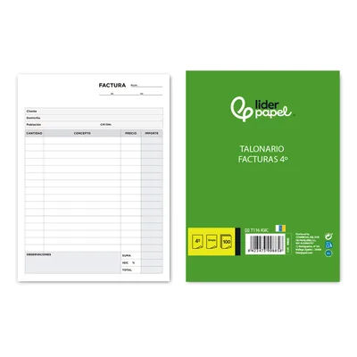 LIDERPAPEL Talonario Liderpapel Facturas Cuarto Original T116 con I.g.i.c.
